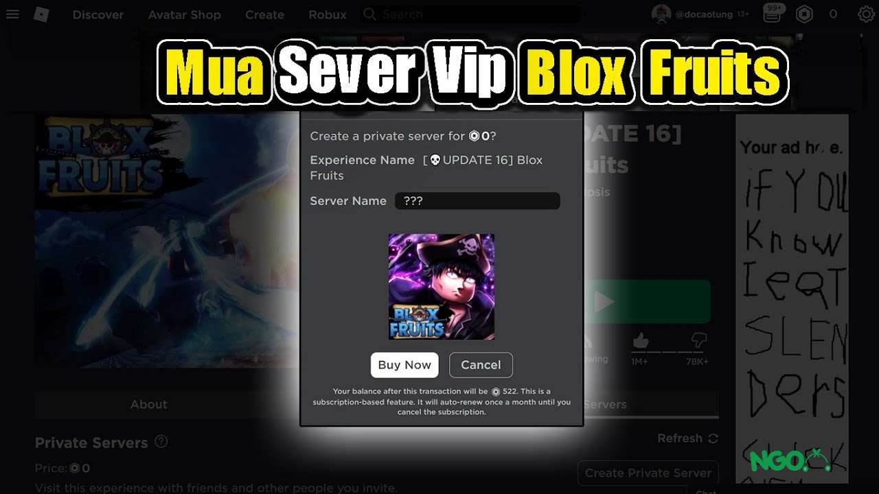 cách mua sever vip blox fruit 1