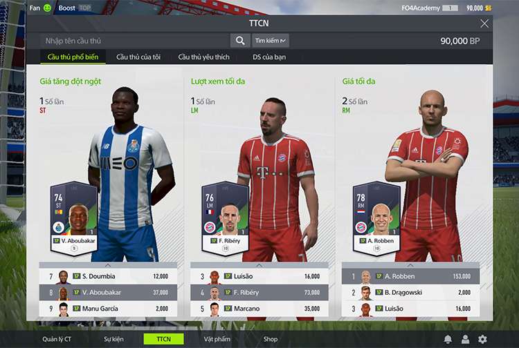 cách mua cầu thủ trong fifa online 4 2