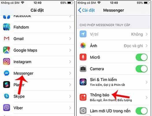 Cách Bật/ Tắt Hoặc Thay Đổi Âm Báo Messenger Trên Iphone