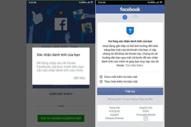 Link xác minh danh tính Facebook thành công