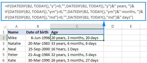 Hướng dẫn các cách tính tuổi từ ngày sinh trong Excel