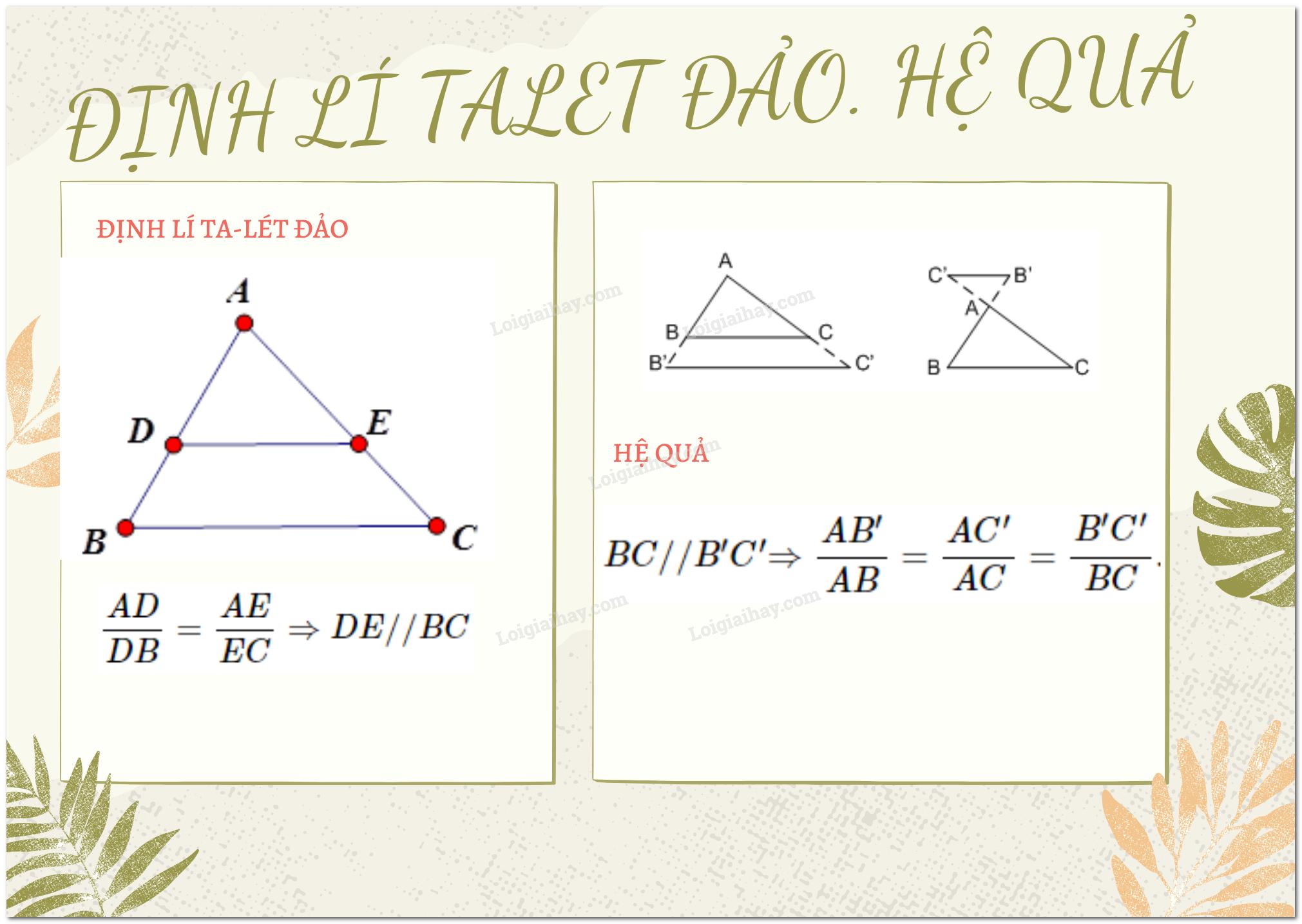 Lý thuyết định lí đảo và hệ quả của định lí Talet