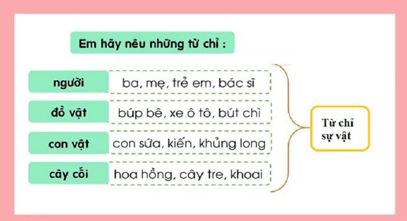 Tiếng Việt lớp 3 từ chỉ sự vật: Khái niệm, đặc điểm, phân loại và kinh nghiệm học