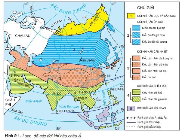 Lý thuyết khí hậu châu Á Địa lí 8