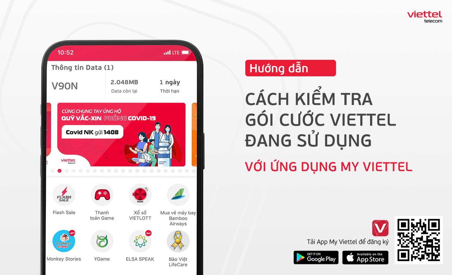 Hướng dẫn khách hàng cách kiểm tra gói cước data 4G Viettel đang sử dụng nhanh nhất