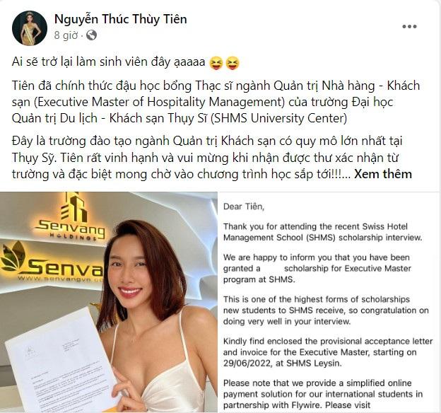 Hoa hậu Thùy Tiên giành học bổng thạc sĩ của đại học top 4 thế giới