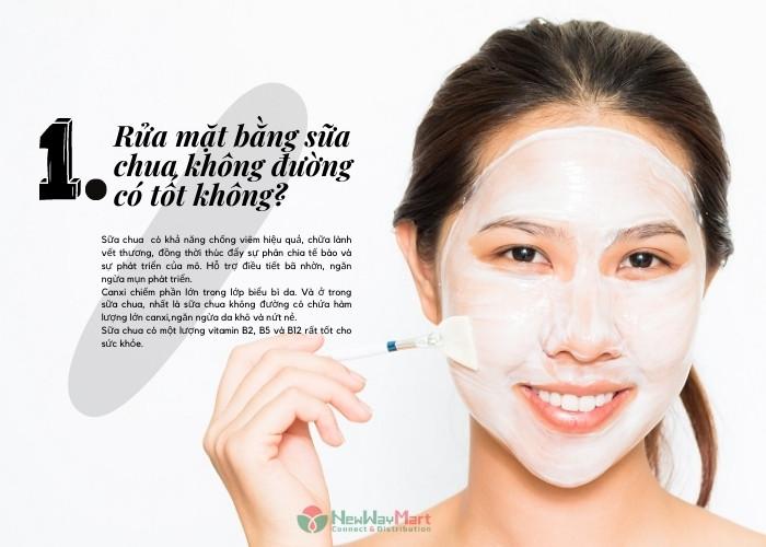 Rửa mặt bằng sữa chua không đường có tốt không? Trị mụn được không?