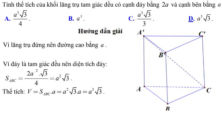 Công thức tính thể tích khối lăng trụ tam giác đều