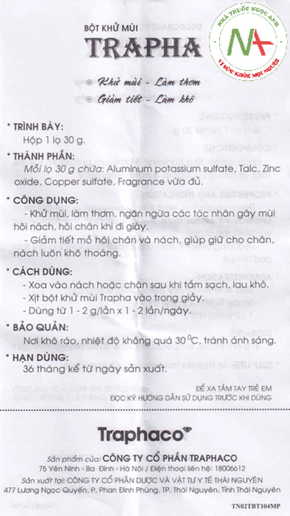 Bột khử mùi Trapha