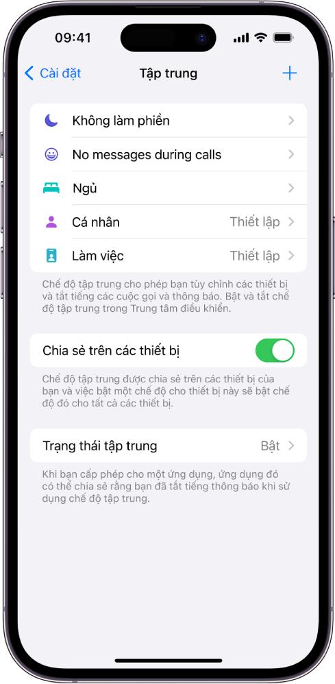 Thiết lập chế độ tập trung trên iPhone