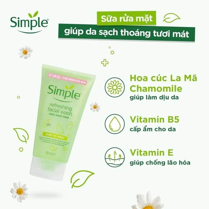 Sữa rửa mặt simple refreshing facial wash 150ml