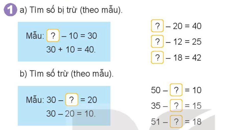 Tìm số trừ, Tìm số bị trừ – Giải bài tập Toán lớp 3