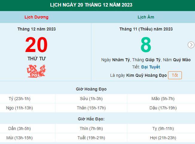 Ngày 20 tháng 12 là ngày gì? 20/12 hôm nay có sự kiện gì?