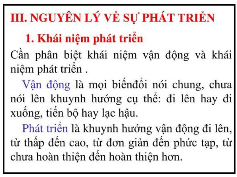 Phân tích tính chất và ý nghĩa của nguyên lý về sự phát triển