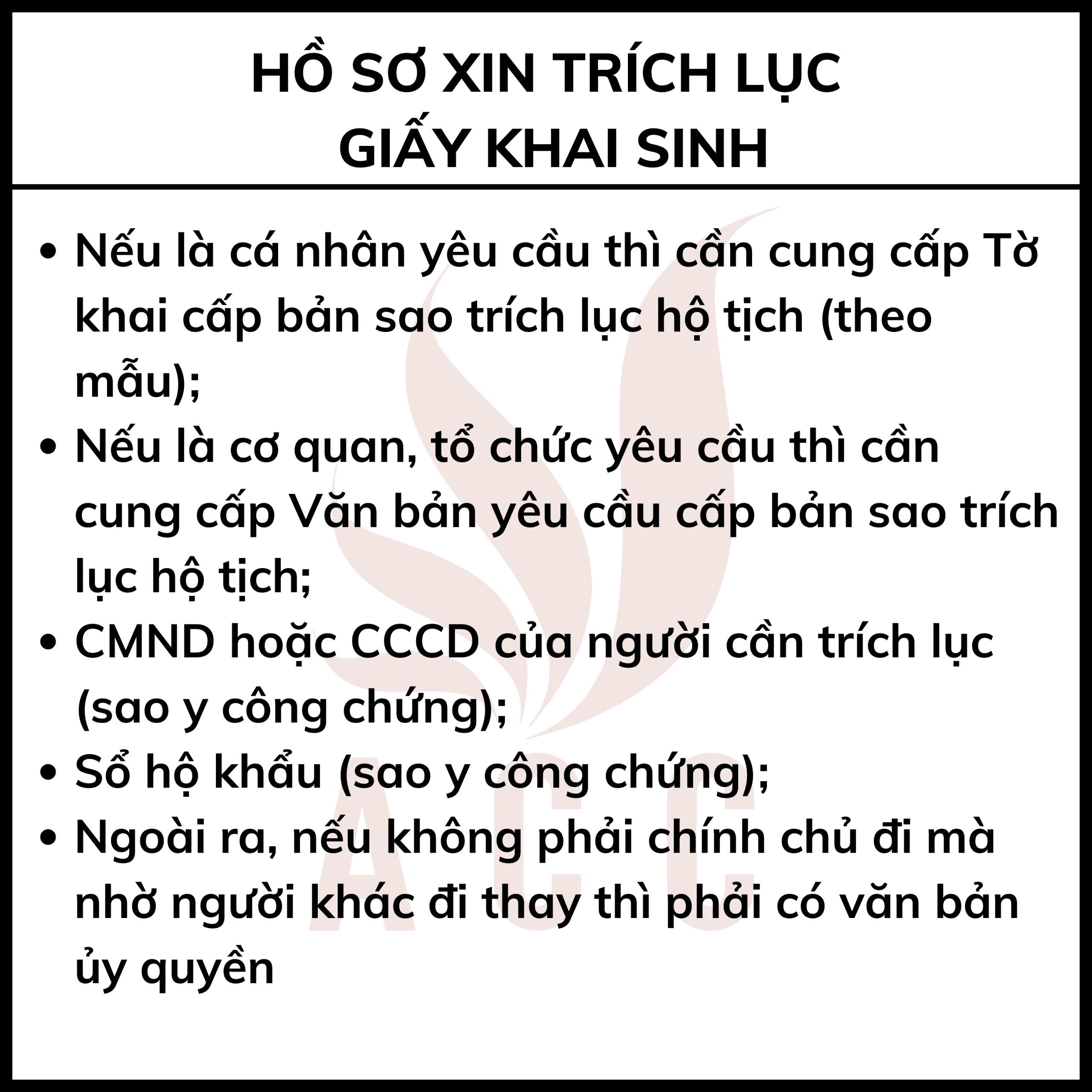 Thủ tục trích lục giấy khai sinh