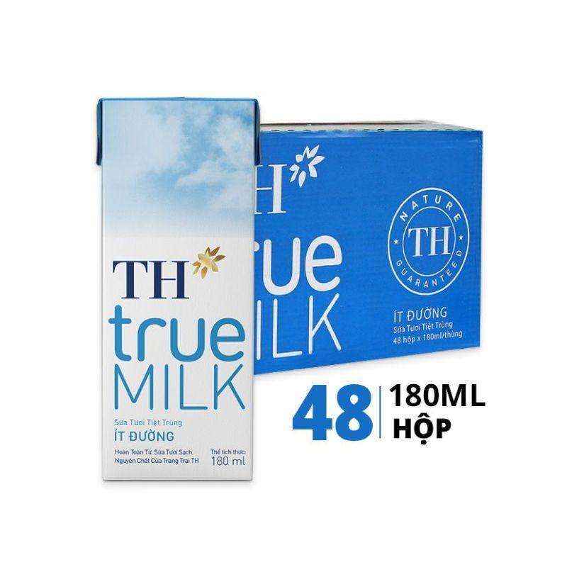 Sữa tươi TH True Milk ít đường 180ml x 48 hộp