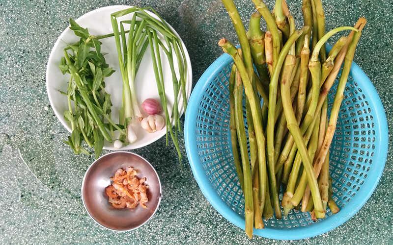 Canh ngó ( bồng )khoai nấu tôm khô đậm đà thơm ngon