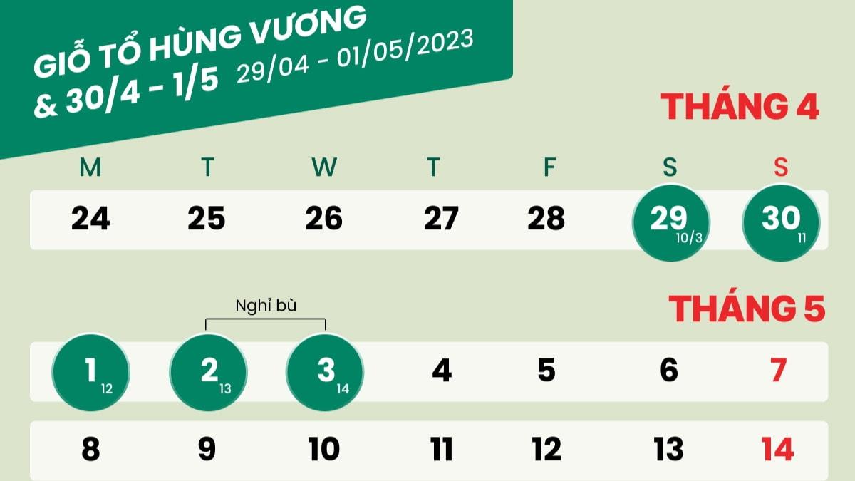 Lịch nghỉ lễ 30/4, 1/5 năm 2023: Được nghỉ 05 ngày liên tiếp