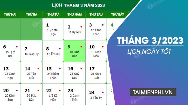 Ngày Tốt trong Tháng 3 năm 2023 - Dự Báo Tình Hình Vận Động