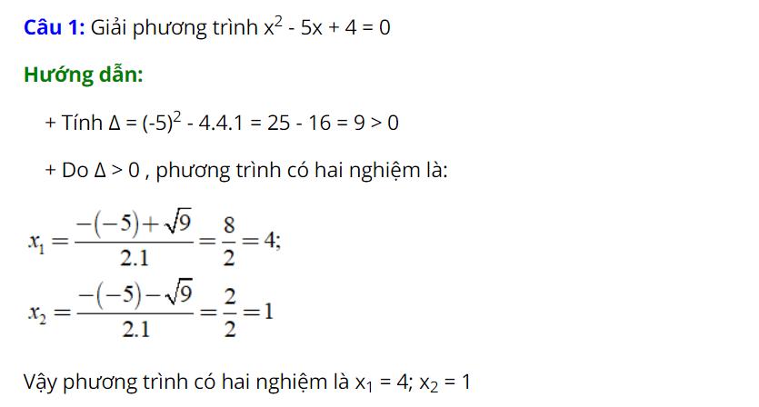 Công thức nghiệm của phương trình bậc 2 – Toán lớp 9