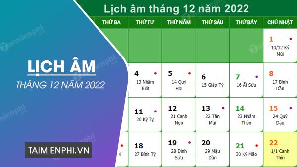 Lịch Âm tháng 12 năm 2022, Xem ngày tốt, kỷ niệm