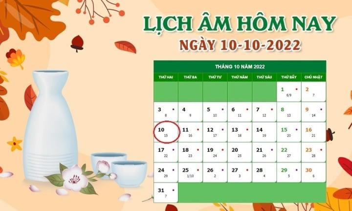 Xem lịch âm hôm nay thứ Hai ngày 10/10