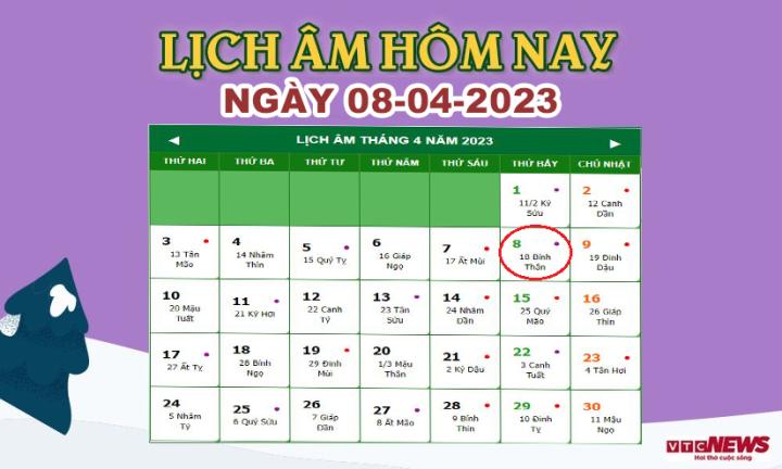 Lịch âm 8/4 – Âm lịch hôm nay 8/4 chính xác nhất - lịch vạn niên 8/4/2023