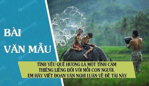 Tình yêu quê hương là nguồn cảm hứng bất tận đối với mỗi con người. Hãy viết một đoạn văn nghị luận sâu sắc về đề tài này.