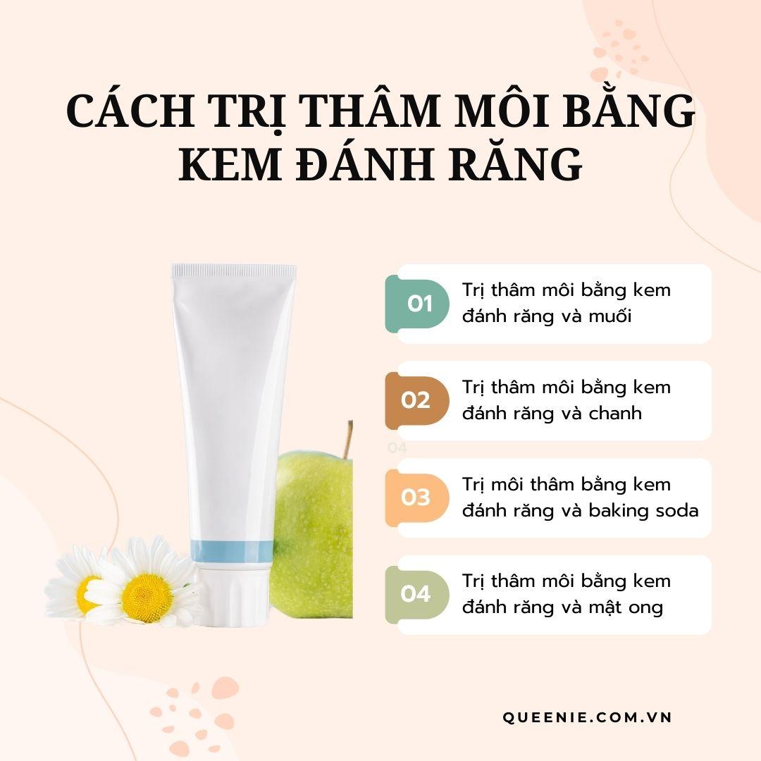 Trị thâm môi bằng kem đánh răng