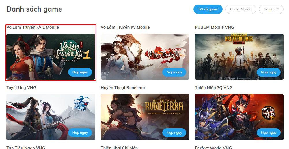 Võ Lâm Truyền Kỳ 1 Mobile: Hướng dẫn cách nạp KNB vào game