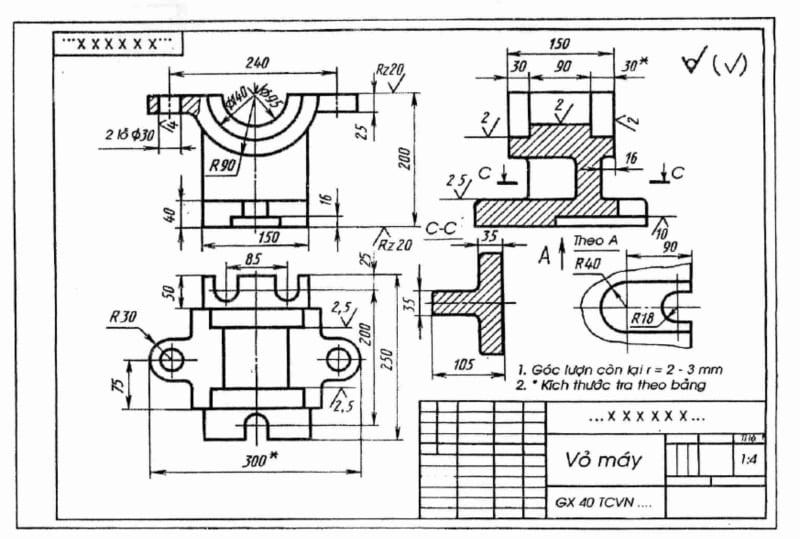 Kích thước trên bản vẽ kỹ thuật có đơn vị?