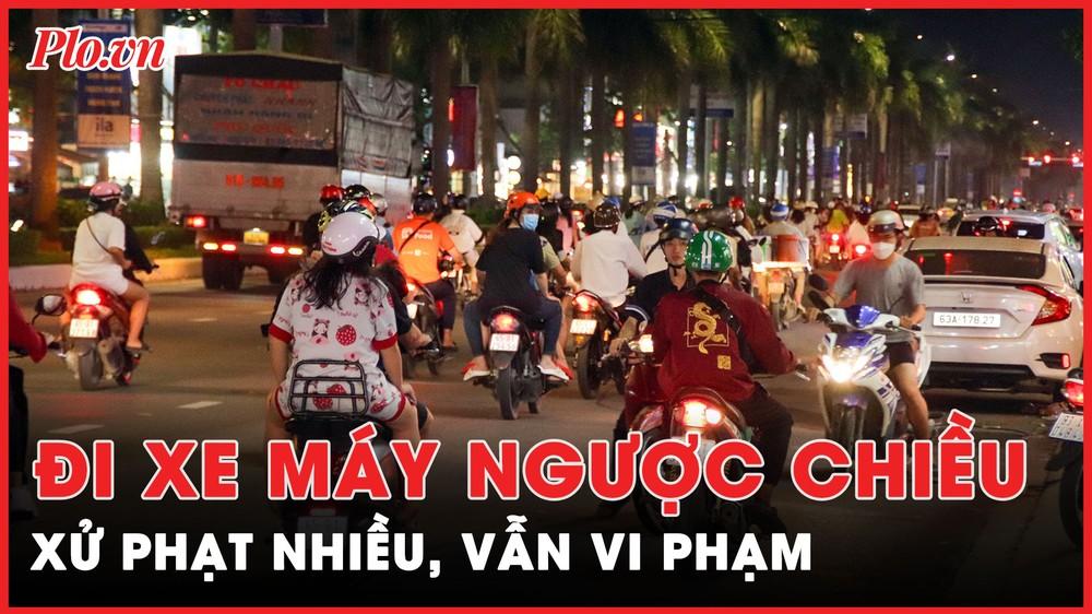 Điều khiển xe máy đi ngược chiều: Xử phạt nhiều nhưng vẫn thường xuyên vi phạm