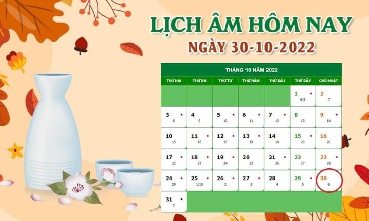 Xem lịch âm hôm nay Chủ nhật ngày 30/10