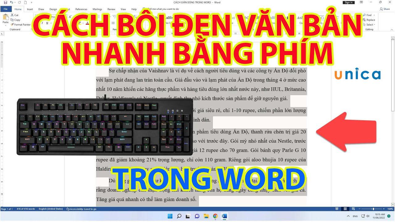 Cách bôi đen trong Word thao tác cực nhanh chóng