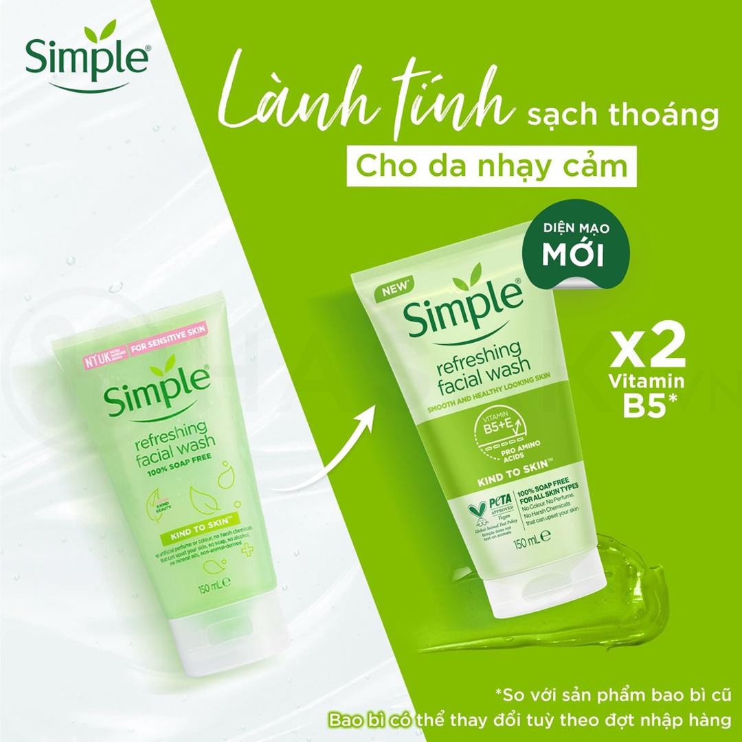 Sữa Rửa Mặt Simple Giúp Da Sạch Thoáng 150ml