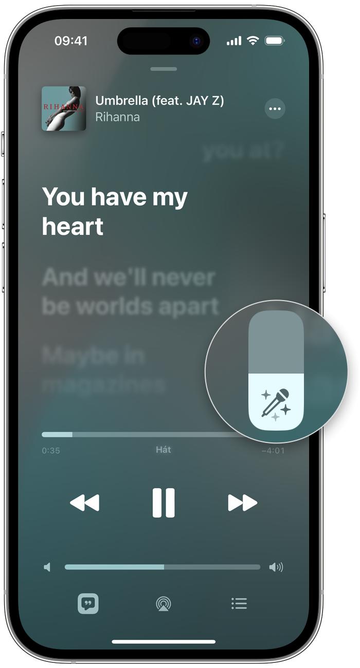 Xem lời bài hát và hát theo trong Apple Music trên iPhone hoặc iPad